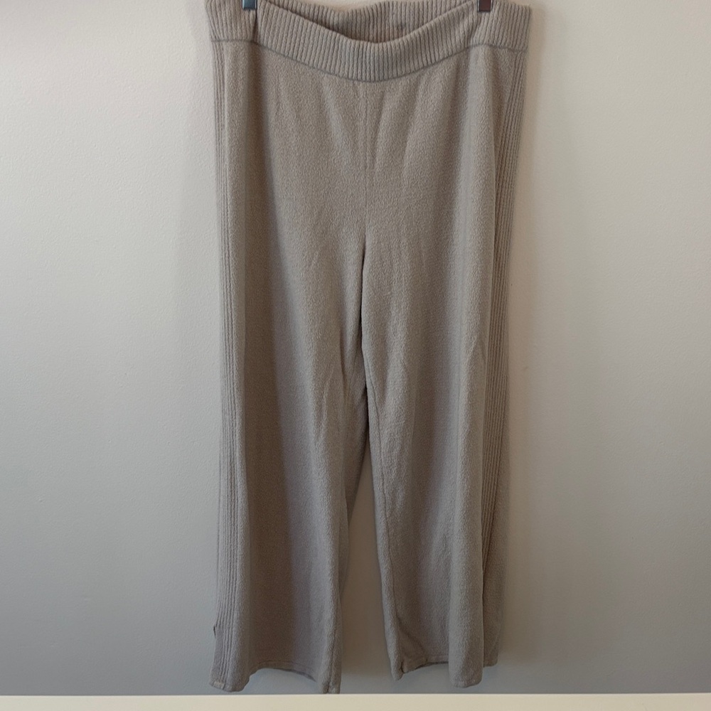 Barefoot Dreams | CozyChic Lite Tan Knit Wide Leg Pants - Picture 2 of 4